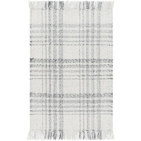 Cay Plaid Handmade Flatweave Recycled P.E.T. Area Rug in Gray/Beige | Birch Lane