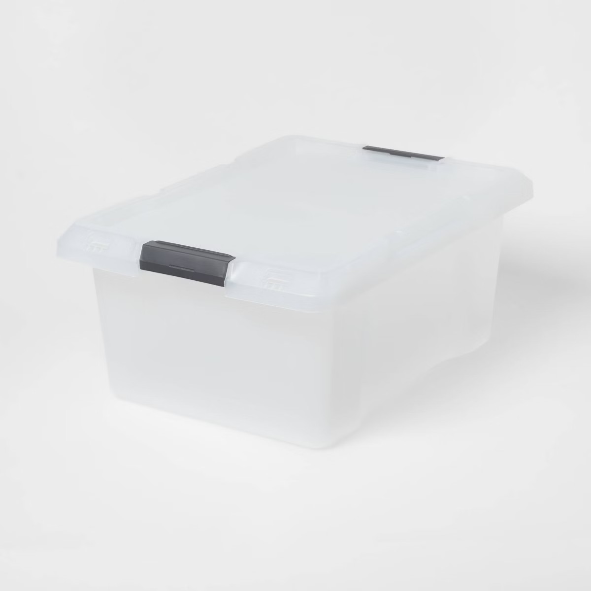 Medium Frosted Latching Storage Box - Brightroom™: Stackable Polypropylene Tote with Lid, 48L C... | Target
