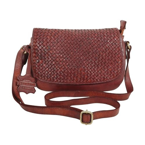 Genuine Leather Crossbody Bags for Women, Hand Woven Cognac Brown Sling Bag, Designer Trendy casual office bag Soft Square Weave braided Boho Vintage Saddle Purse with Adjustable Strap | Amazon (US)