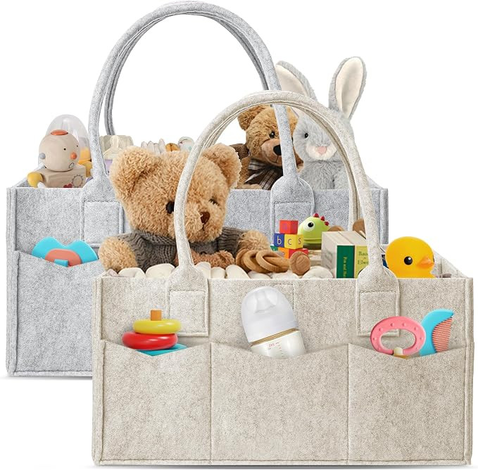 HIPHOP PANDA 2-Pack Diaper Caddy Organizer - Newborn Essentials Baby Registry Must Haves - Sturdy... | Amazon (US)