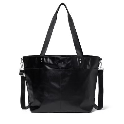 baggallini Laminated Carryall Tote Bag with Crossbody Straps - BLACK | Target