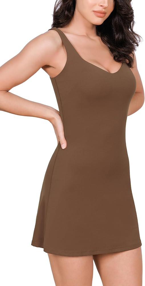 ODODOS Women's Cloud Feeling Tank Dress with Separate Shorts and Built in Bra U Back Mini Tennis ... | Amazon (US)