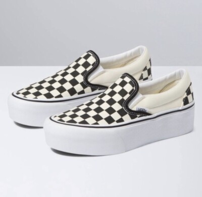 Vans Classic Slip on Stackform Women's SIZE 34mm platform sneaker checkerboard  | eBay | eBay US