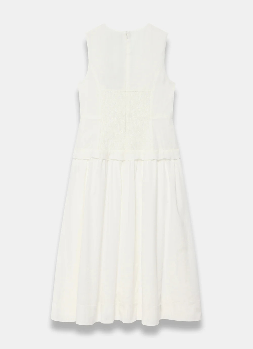 White Ramie Drop Waist Midi Dress | Mint Velvet