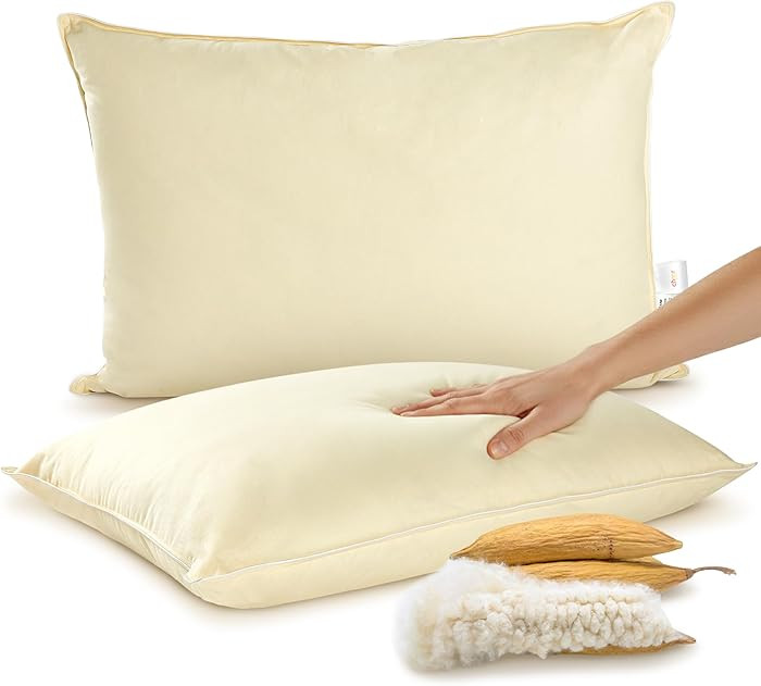 Cheer Collection Set of 2 Organic Kapok Bed Pillows, Natural Kapok Fiber Filled Sleeping Pillows ... | Amazon (US)