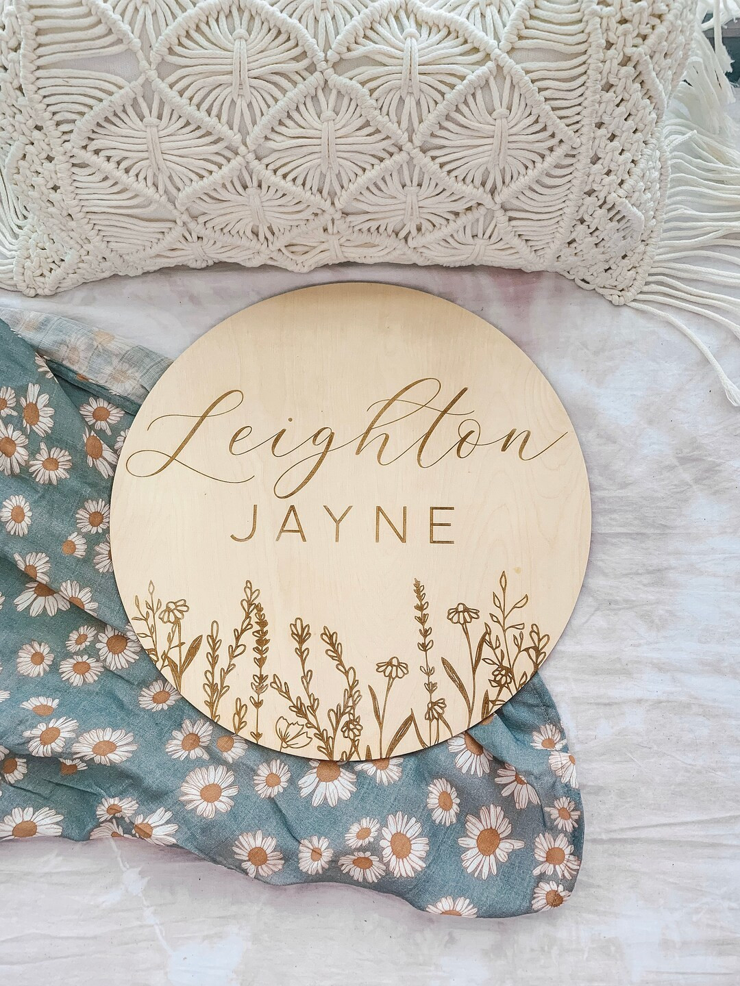 Engraved Baby Name Sign / Wooden Name Sign / Baby Name Plaque / Name Announcement Plaque / Wildfl... | Etsy (US)