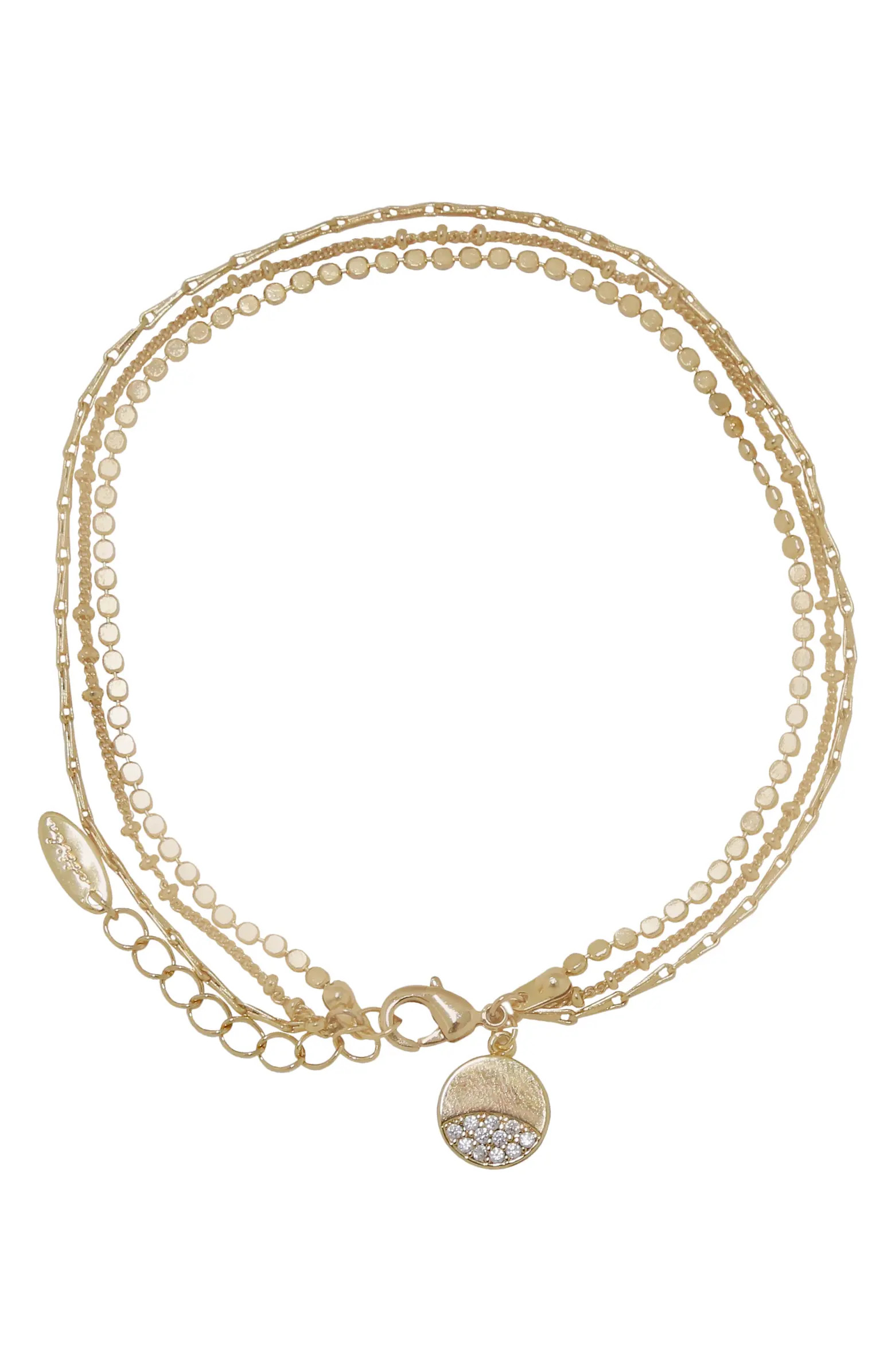 Pavé Disc Layered Chain Anklet | Nordstrom