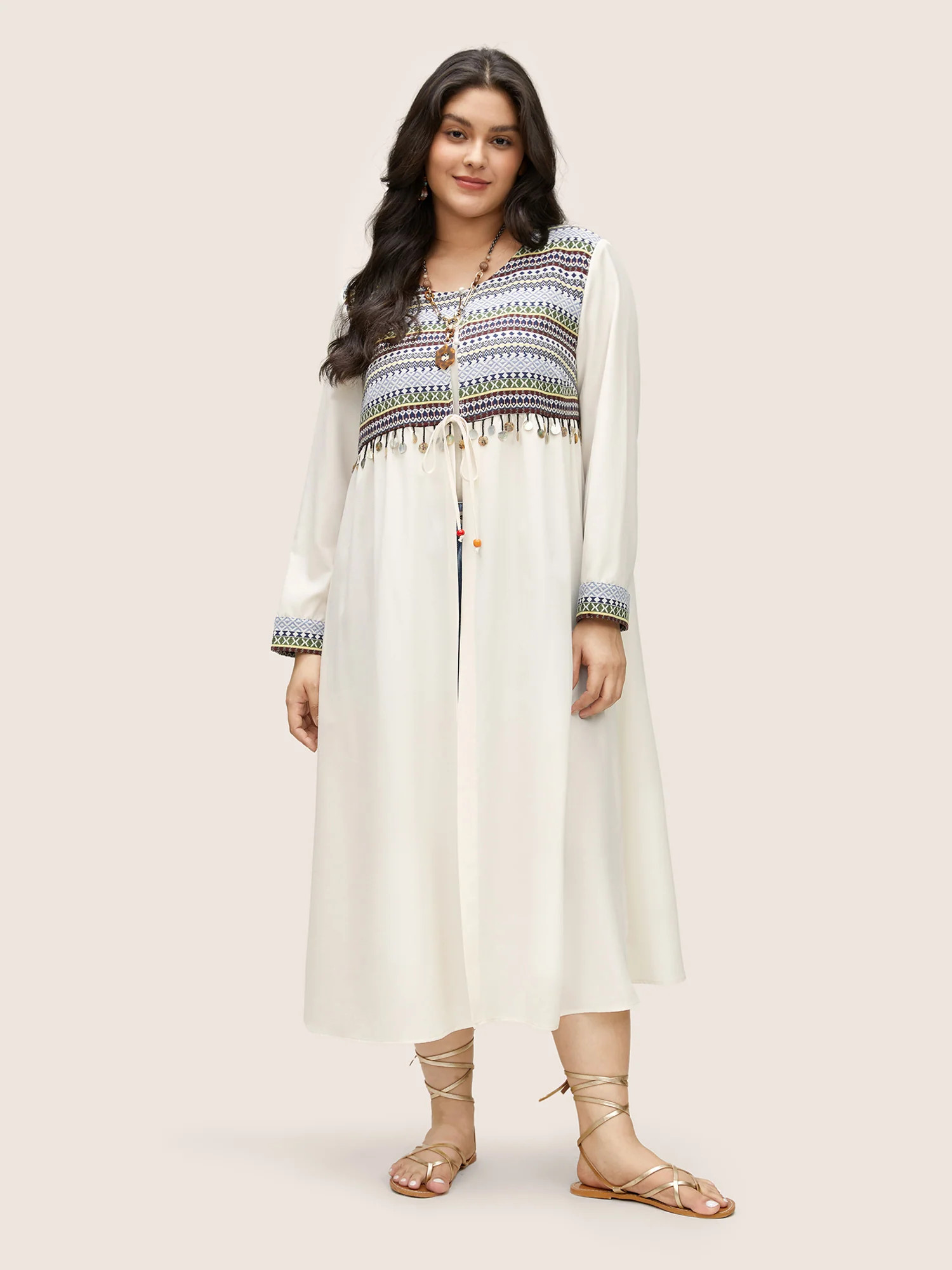 Bandana Patchwork Style Accents Tassel Kimono | Bloomchic