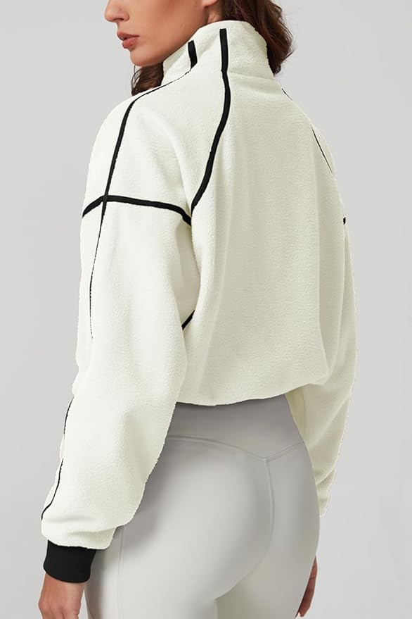 QINSEN Women's Half Zip Fleece Short Pullover Sweatshirt Winter Long Sleeve Cozy Sherpa Sweater T... | Amazon (US)