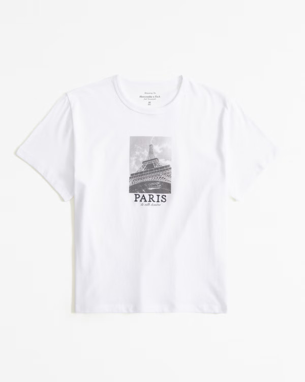 Women's Short-Sleeve Paris Graphic Skimming Tee | Women's Tops | Abercrombie.com | Abercrombie & Fitch (US)