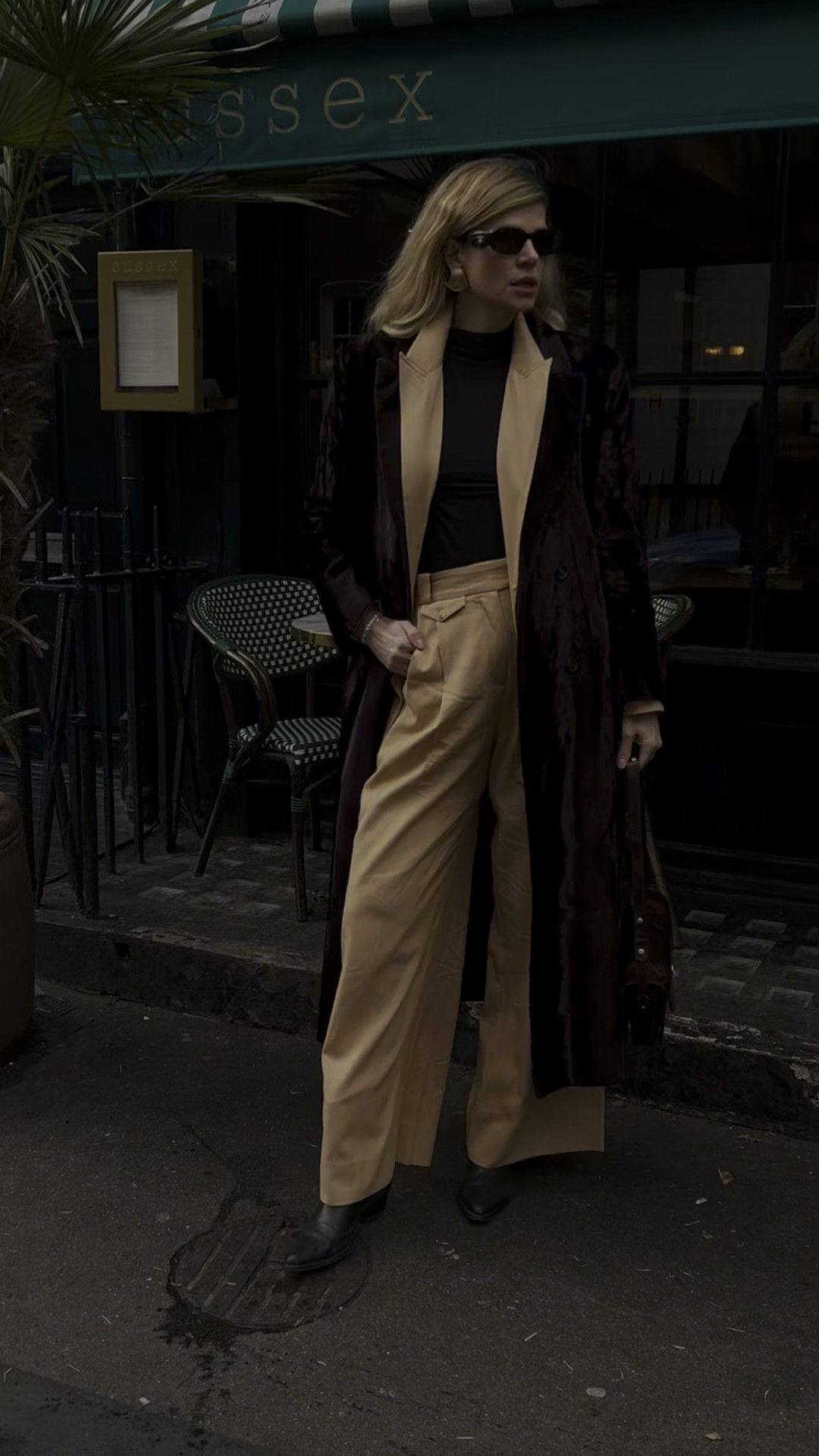 Neutral suit, chocolate coat, brown coat, sezane bag, prada sunglasses 

#LTKover40 #LTKeurope #LTKstyletip