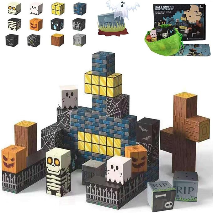 Magnetic Blocks Kids Skeleton Toy Spooky Town Building Magnetic Tiles Halloween Themed Toys Gift ... | Amazon (US)