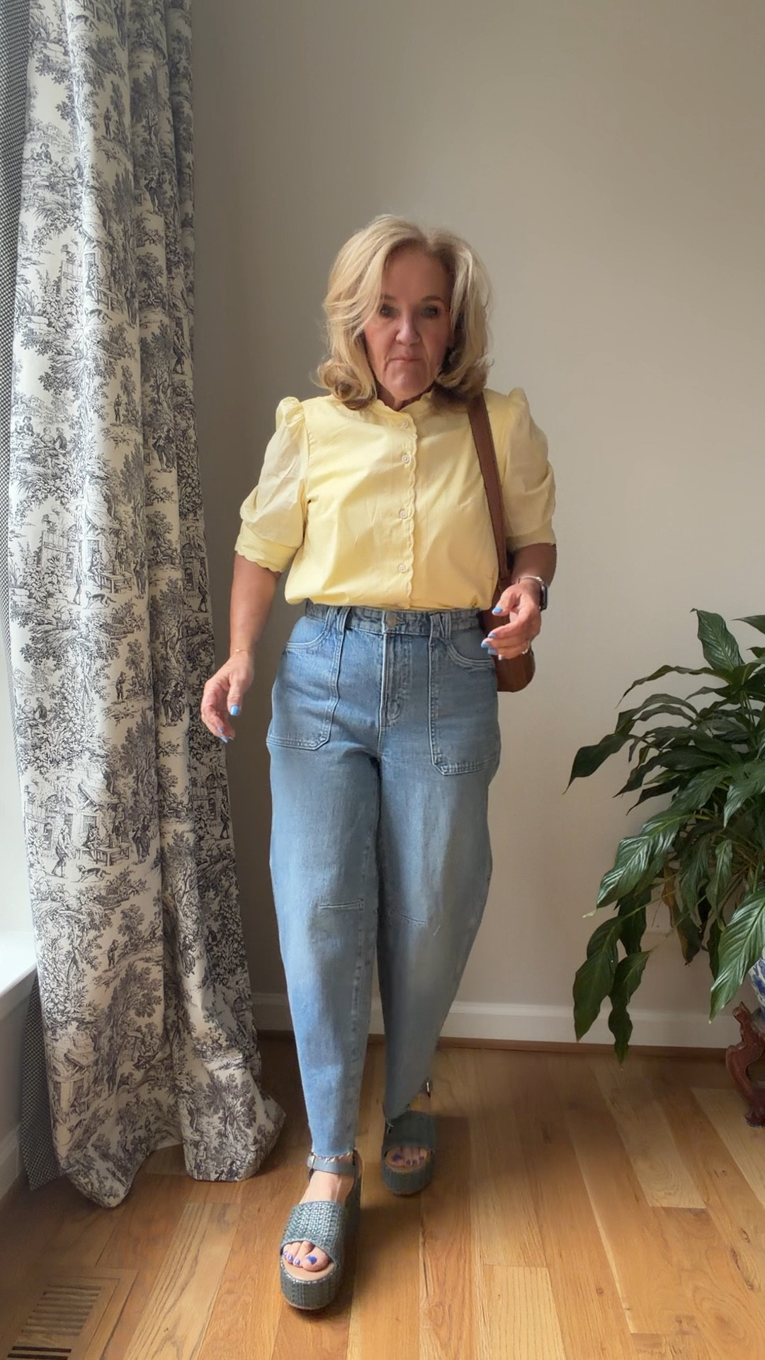 Top size medium 
Jeans size 6 
Sandals size down 
Walmart fashion  

#LTKootd #LTKPetite #LTKOver40