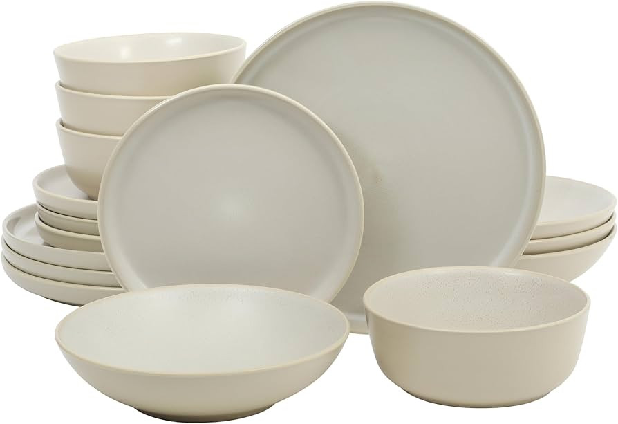 Gibson Elite Tribeca Loft 16-Piece Dinnerware Set – Matte Cream and White Reactive Glaze Stonew... | Amazon (US)