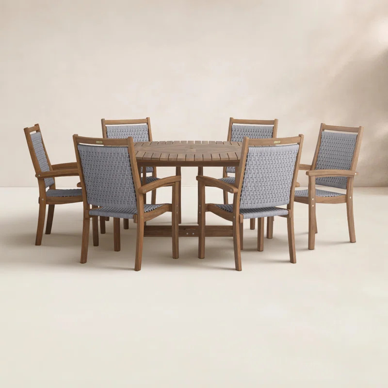 Fleur 6 - Person Wood Patio Dining Set with Round Table | Wayfair North America