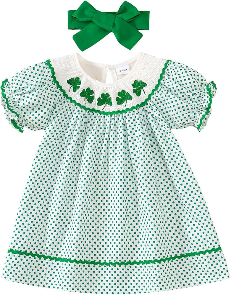 Toddler Girl St Patrick's Day Dress Shamrock Outfit St Patricks Day Clothes 1-5T | Amazon (US)