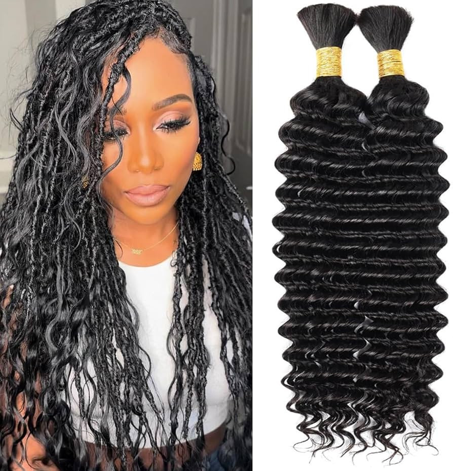 Deep Wave Bulk Human Hair For Braiding No Weft 100g (1 Pack-2 Bundle) 100% Unprocessed Brazilian ... | Amazon (US)