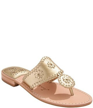 Jack Rogers Jacks Metallic Woven Leather Flat Thong Sandals | Dillard's | Dillard's