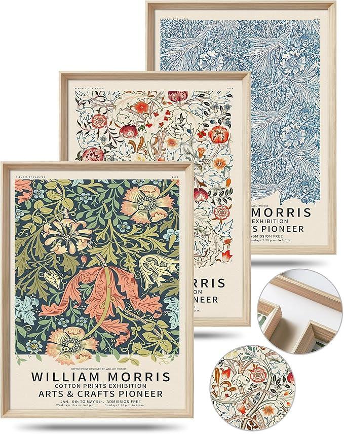 UPWOIGH Framed Wall Art, William Morris Wood Canvas Wall Art,16x12in Cotton Pattern Vintage Poste... | Amazon (US)