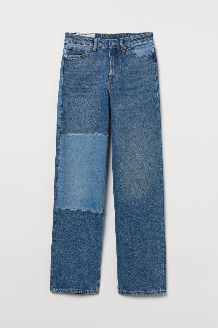 H & M - Loose Straight High Jeans - Blue | H&M (US + CA)