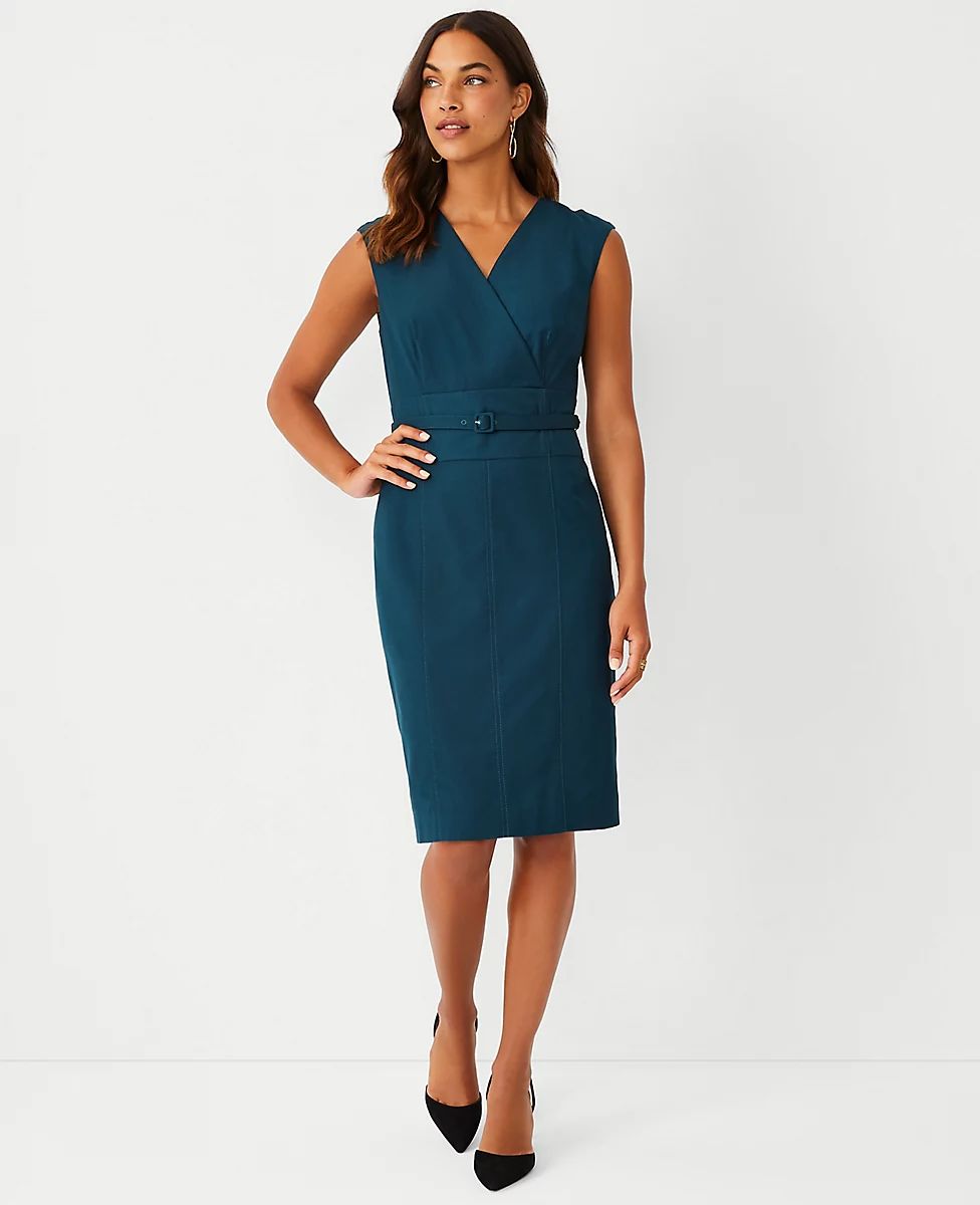 The Wrap Belted Sheath Dress in Airy Wool Blend | Ann Taylor (US)