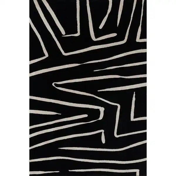Momeni Noho Modern Black Geometric Area Rug - Overstock - 35027081 | Bed Bath & Beyond