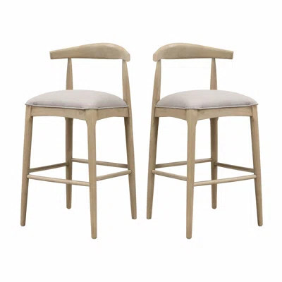 Mid-Century Inspired Fabric Upholstered Bar Stool Set of 2, Comfortable and Stylish for Modern Home Decor | Wayfair North America