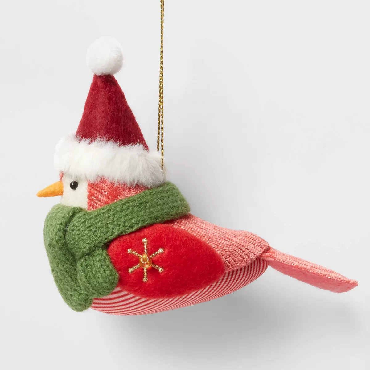Featherly Friends™ Fabric Bird with Red Hat and Red Stripes Christmas Tree Ornament - Wondersho... | Target
