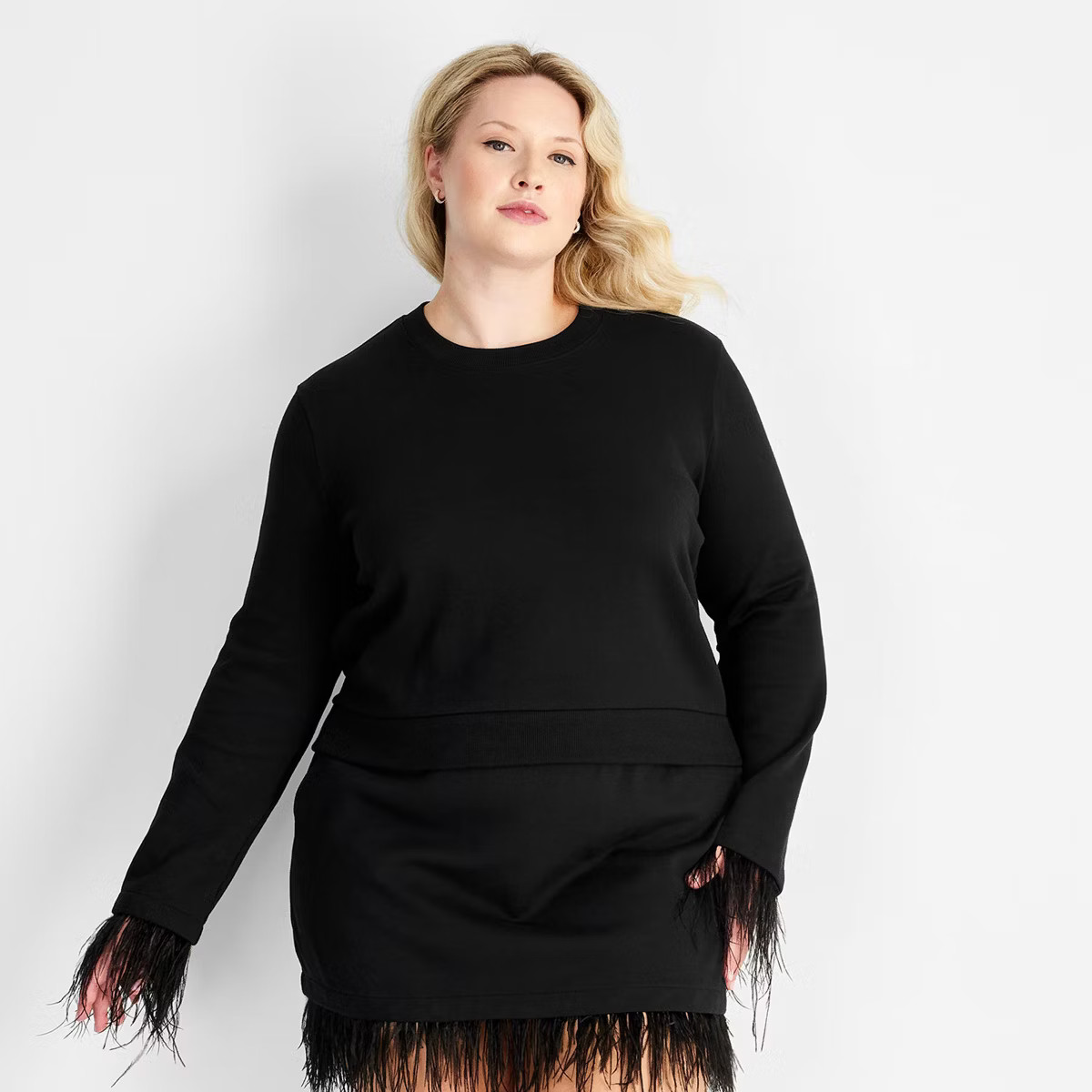 Women's Crewneck Feather Trim Sweater - Future Collective | Target