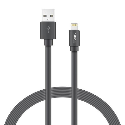 XYST™ Charge and Sync USB to Lightning® Flat Cable, 4 Ft. (Black) | Target