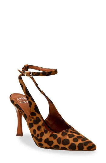 CHASE AND CHLOE Jazir Ankle Strap Pump in Leopard at Nordstrom Rack, Size 9 | Nordstrom Rack