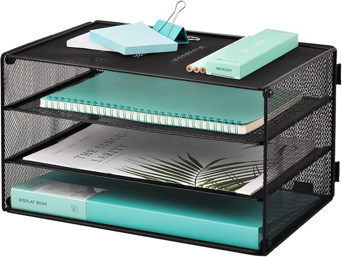 EASEPRES Paper Organizer Tray, 3 Tier Mesh Desk File Organizer Letter Sorter Holder for Home Offi... | Amazon (US)