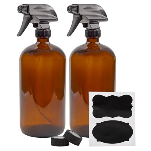 Cornucopia 32oz Amber Glass Spray Bottles (2-Pack); Brown Bottles w/ 3-Setting Trigger Sprayers; Includes Caps for Storage | Amazon (US)