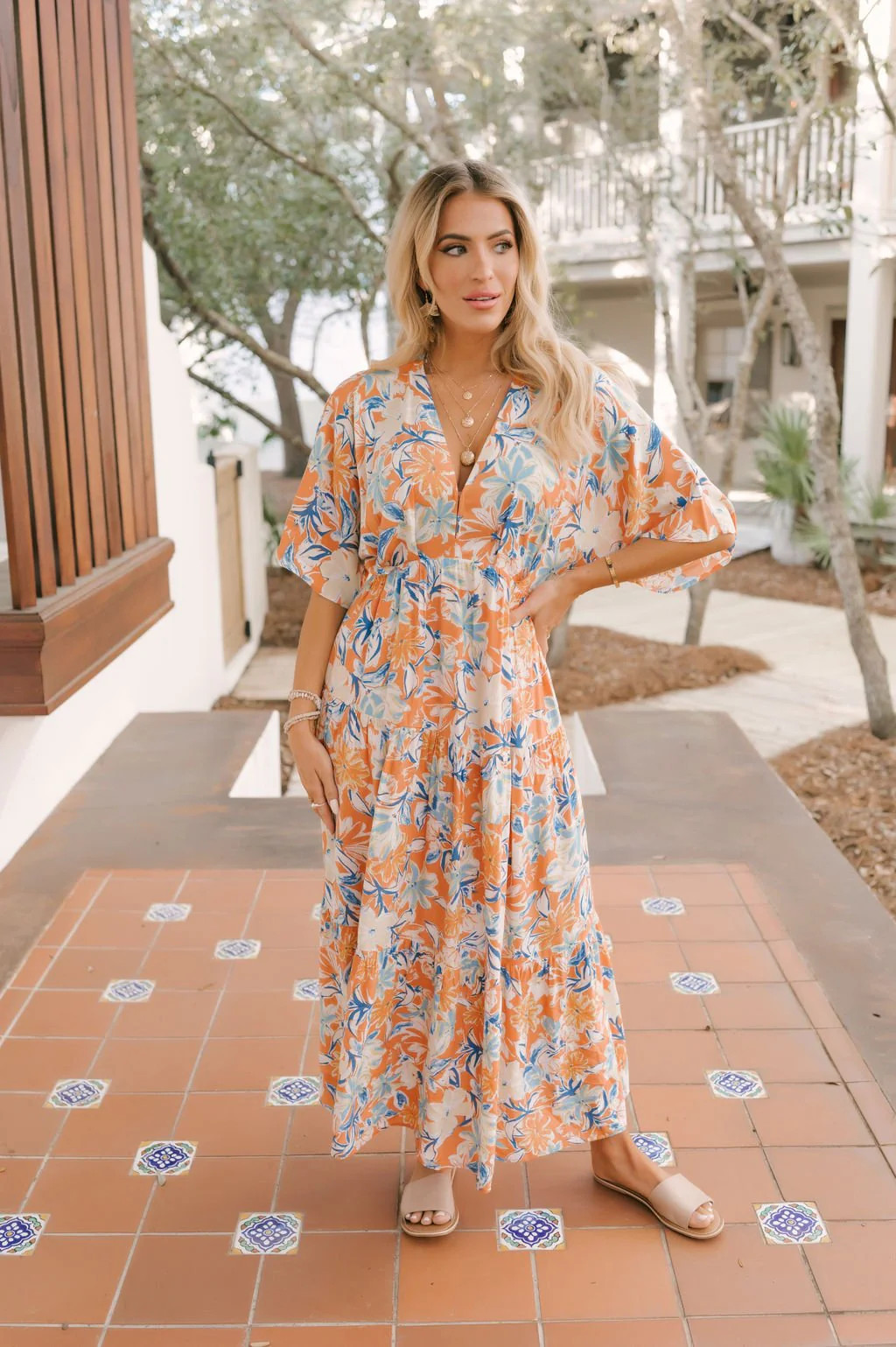Multi Floral Print V Neck Maxi Dress | Magnolia Boutique