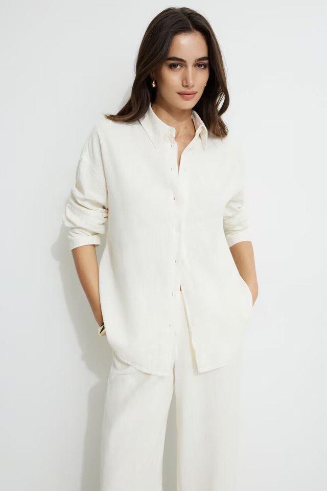 Linen Oversized Shirt | Dynamite Clothing