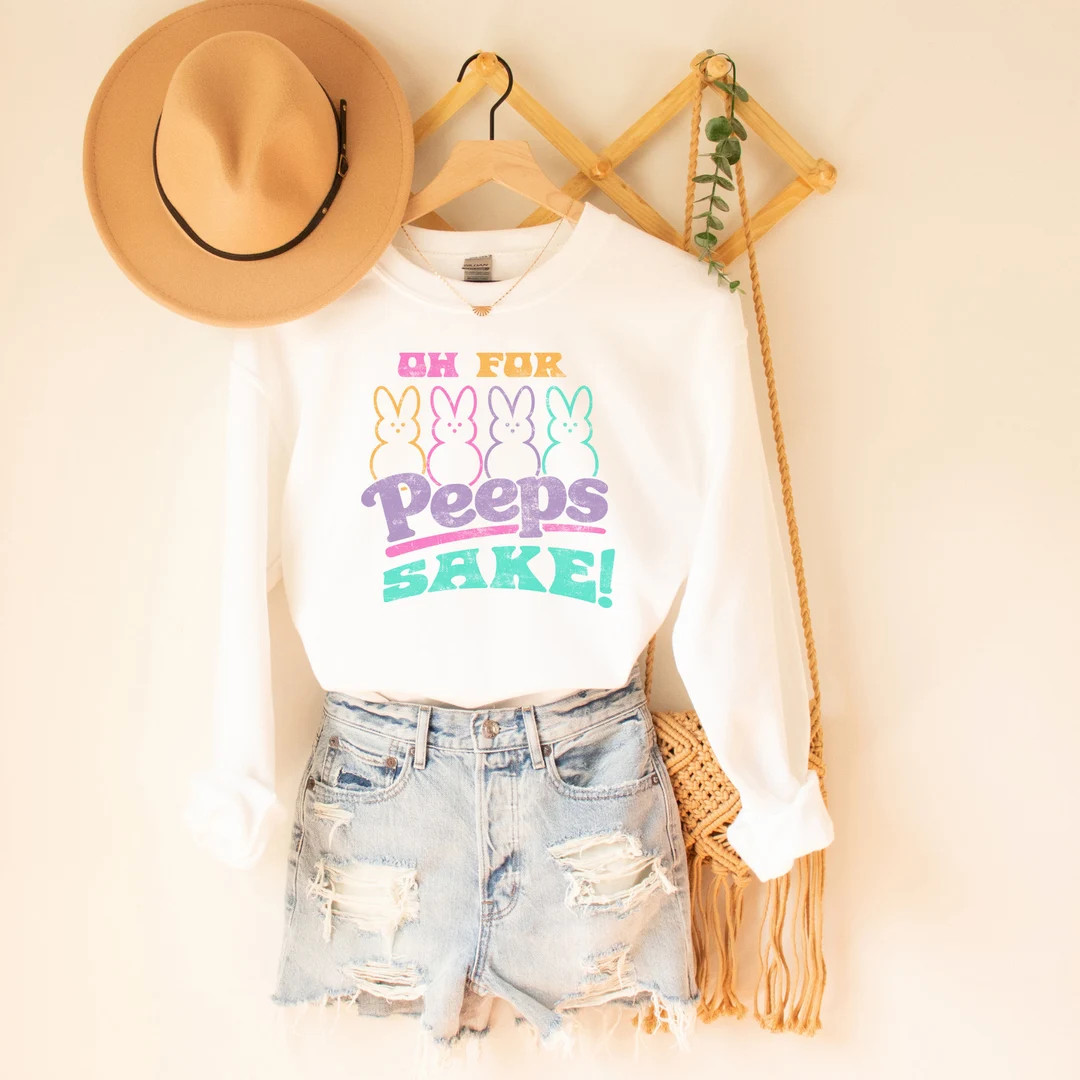 Oh for Peeps Sake Womens Easter Sweatshirt • Easter Bunny Retro Peeps Womens Sweatshirt Gift fo... | Etsy (US)