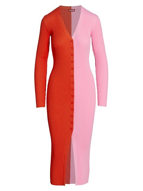STAUD Shoko Colorblock Body-Con Sweaterdress | Saks Fifth Avenue
