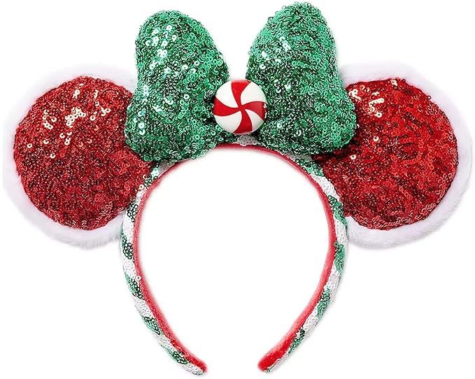 Disney Parks Minnie Ears Headband - Christmas 2020 Peppermint | Amazon (US)