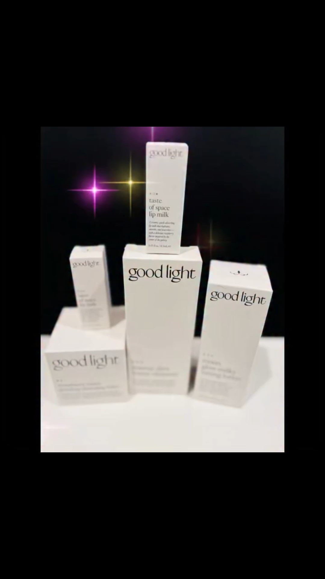 This is the kind gift I received from @goodlight.world. 
They offer Healthy and hydrated skin, at your fingertips. 

🌟The products are are clean, vegan and sustainable, they only source sustainable ingredients and they try to be mindful of packaging. 
🌟These high quality  products are all priced under $30

Here are the wonderful products I  was gifted 

🍓Strawberry Moon Grinding Cleansing Balm - This balm smells so good and removes makeup.

⭐️Cosmic Dew Water Cleanser -this is the perfect gel to foam cleanser which leaves skin glowy

🌝Moon GLow Milky Toning Lotion -this is a hydrating toner with ceramics, alpha hydroxy acids, and meadowform oil that helps skin barrier health.
🫦 Taste of Space Lip Milk - this is a quick absorbing treatment that has a fun raspberry flavor.  It is so hydrating and can be used alone or as a lip primer.

🏳️‍🌈 This brand is focused on promoting  a more inclusive definition of beauty through product and purpose.  They strive to reflect the diversity and fluidity of the world we live in.  Everyone deserves to be celebrated for who they are.  They are gender inclusive which means inclusion of all.  Well done @goodlight.world.
#kbeauty #gifted  #skincare #sustainable #supportsmallbusiness