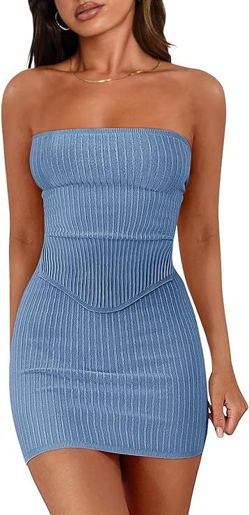LILLUSORY Women's Two Piece Outfits Summer Matching Sets Crop Tops and Bodycon Skirt | Amazon (US)