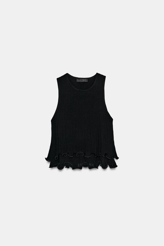 Zara - Double Layer Knit Top - White - M - Woman | Zara US