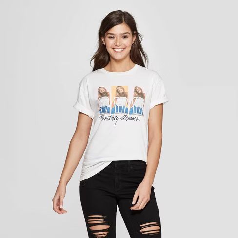 Women's Britney Spears Short Sleeve Crewneck Graphic T-Shirt (Juniors') - White | Target