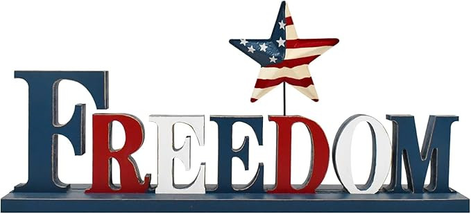 Patriotic Decor Wooden Freedom Sign American 4th of July USA Letter Tabletop Decoration Standing ... | Amazon (US)