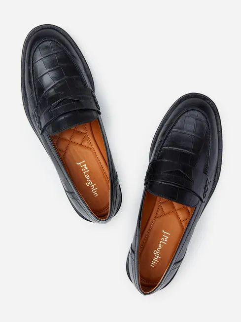Concetta Leather Loafers in Embossed Croc | J.McLaughlin