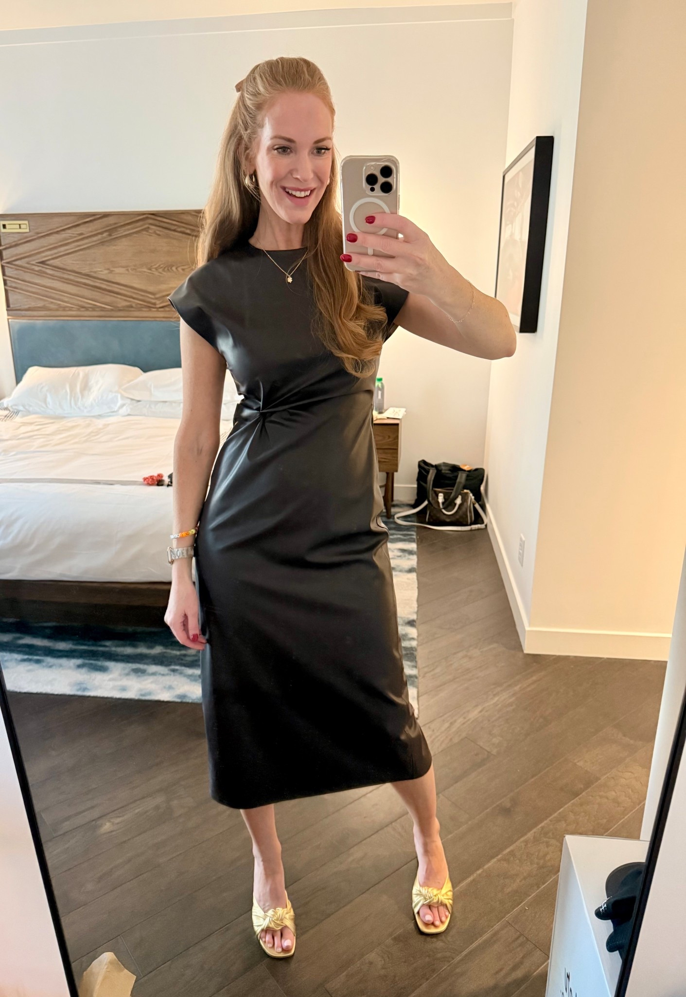 This brown leather midi dress is so chic and perfect for fall! 

#LTKParties #LTKOver40 #LTKSeasonal