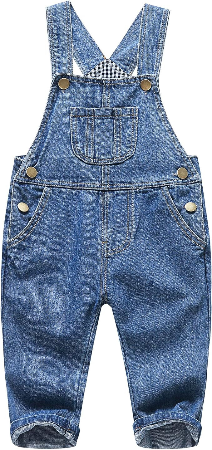 KIDSCOOL SPACE Baby Boy Girl Jean Overalls,Toddler Ripped Denim Cute Workwear | Amazon (US)