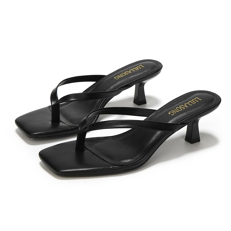 Women's Kitten Heels Sandals Square Open Toe Flip Flop Heels 1.8-2 Inch Heeled Sandals for Women | Amazon (US)