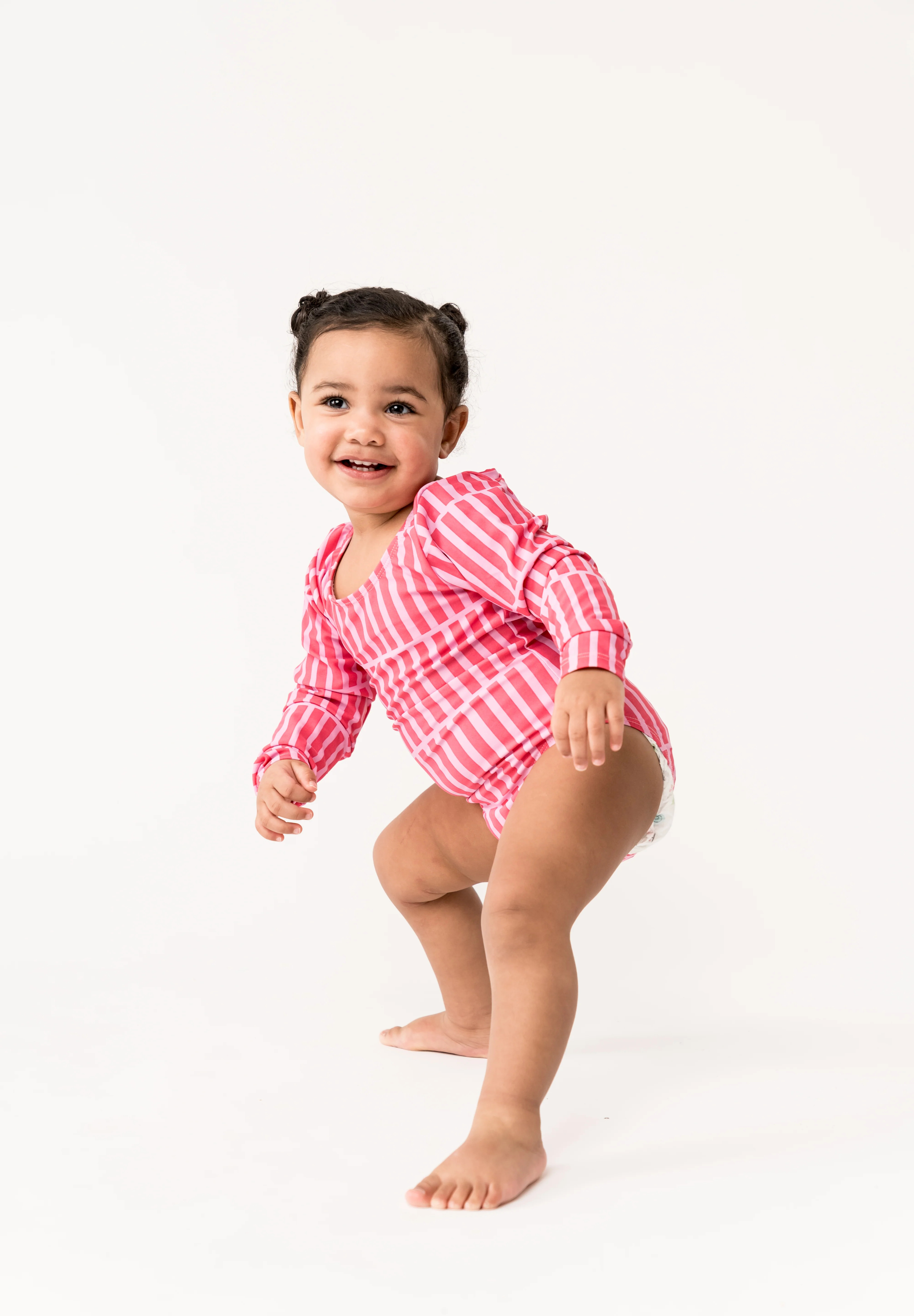 Mini Surfer Girl One Piece | Pink Stripe | Coral Reef Swim