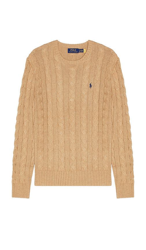 Polo Ralph Lauren Cable Knit Crewneck Sweater in Camel Melange. Size XXL/2X | Revolve Clothing (Global)