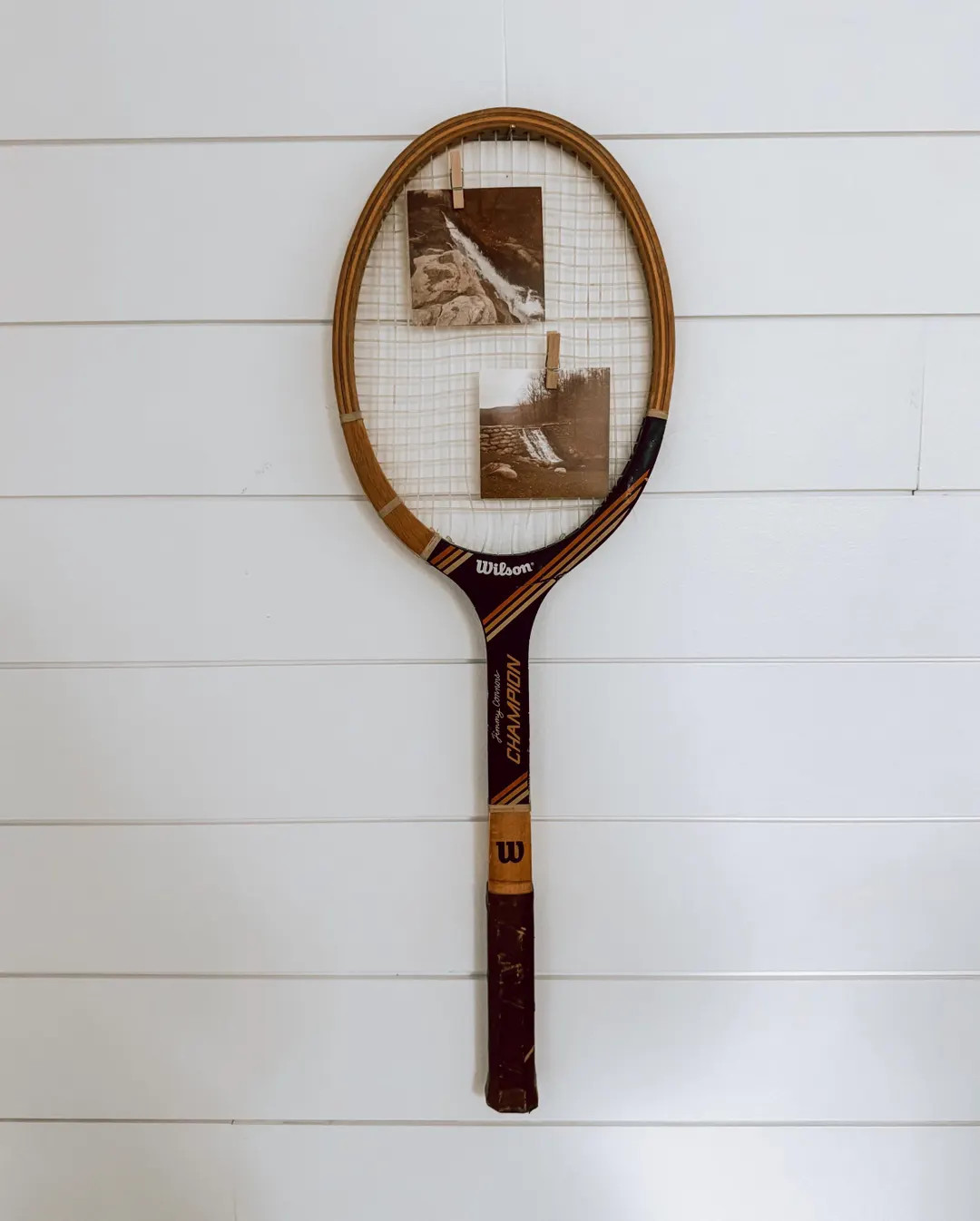 Vintage Wooden Tennis Racket Photo Display | Repurposed Racket Wall Art | Unique Gift Idea | Rust... | Etsy (US)